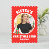 Gepersonaliseerde Sister's Foto van Kerstmis Feestdagenkaart (Staand voorkant)