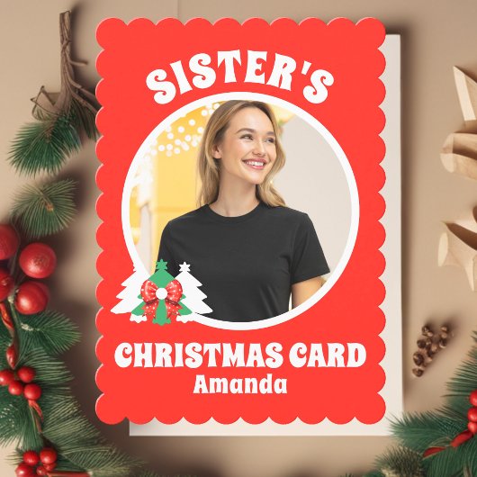 Gepersonaliseerde Sister's Foto van Kerstmis Feestdagenkaart