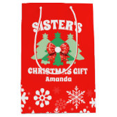 Gepersonaliseerde Sister's Kerstcadeau Medium Cadeauzakje (Voorkant)