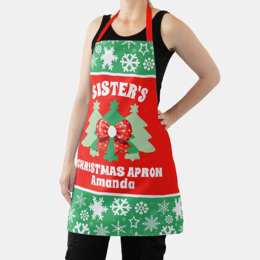 Gepersonaliseerde Sister's Kerstcadeau Schort (Insitu)