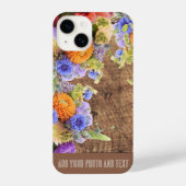 Gepersonaliseerde sjabloon bloemen en hout iPhone hoesje (Achterkant)
