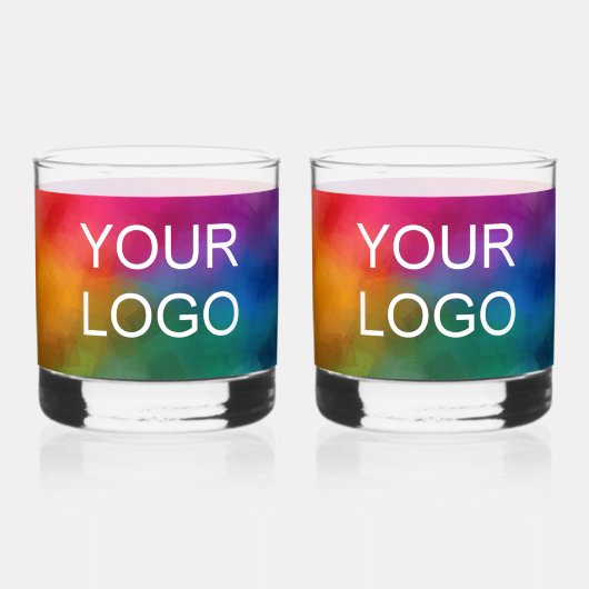 Gepersonaliseerde Sjabloon Business Company Logo B Whisky Glas (Voorkant)