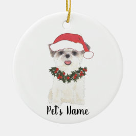 Gepersonaliseerde sjiitische Tzu (bruin en wit) Keramisch Ornament