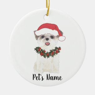 Gepersonaliseerde sjiitische Tzu (bruin en wit) Keramisch Ornament