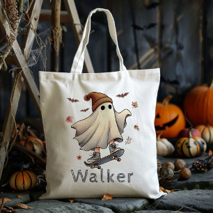Gepersonaliseerde Skateboard Ghost Trick or treat  Tote Bag