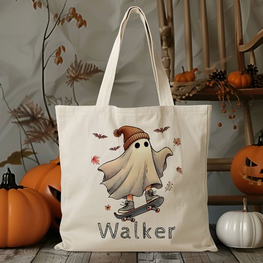 Gepersonaliseerde Skateboard Ghost Trick or treat  Tote Bag