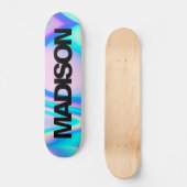 Gepersonaliseerde Skateboard Name Black Holographi (Voorkant)