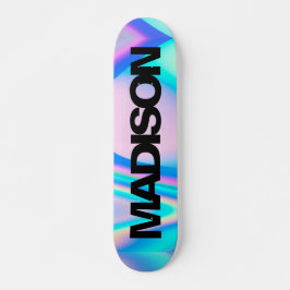 Gepersonaliseerde Skateboard Name Black Holographi