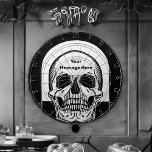Gepersonaliseerde Skeleton Birthday Halloween Part Dartbord<br><div class="desc">Memento mori (1916) van Julie de Graag skelet,  skull,  halloween,  dood,  botten,  zwart,  dood,  horror,  wit,  grappig,  cool,  gotisch,  donker,  schedels,  spooky,  gothic,  bot,  ,  schattig,  grunge,  anatomie,  geest,  witje,  punk,  skeletten,  tarot,  sco,  ,  zwart en wit,  metaal</div>