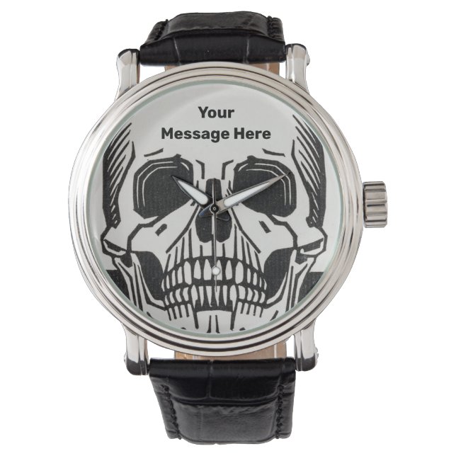 Gepersonaliseerde Skeleton Birthday Halloween Part Horloge (Voorkant)