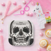 Gepersonaliseerde Skeleton Birthday Halloween Part Papieren Bordje (Feest)