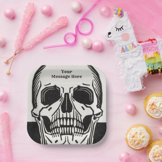 Gepersonaliseerde Skeleton Birthday Halloween Part Papieren Bordje (Feest)