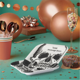 Gepersonaliseerde Skeleton Birthday Halloween Part Papieren Bordje