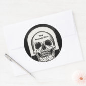 Gepersonaliseerde Skeleton Birthday Halloween Part Ronde Sticker (Envelop)