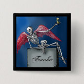 Gepersonaliseerde Skeleton op Tomb Halloween Party Vierkante Button 5,1 Cm (Voorkant)