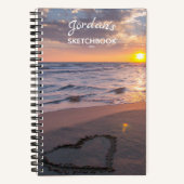 Gepersonaliseerde Sketchbook Jouw naam Beach Sunse Notitieboek (Voorkant)