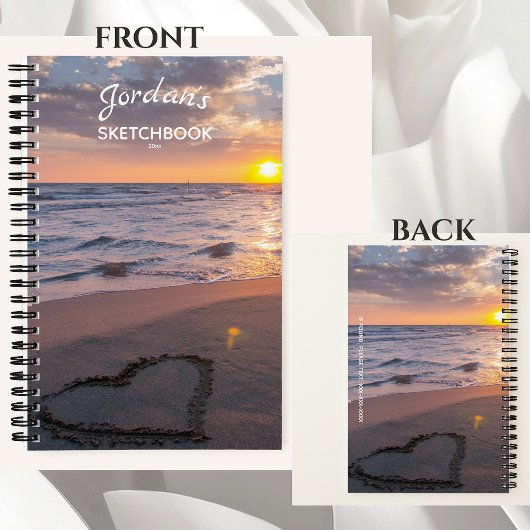 Gepersonaliseerde Sketchbook Jouw naam Beach Sunse Notitieboek