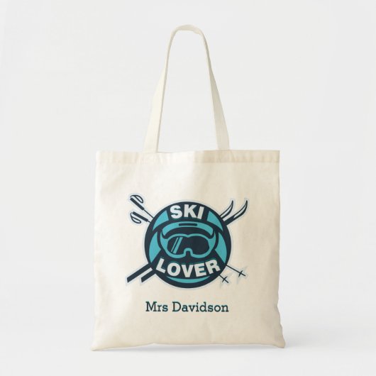 Gepersonaliseerde Ski Lover Skier Modern Tote Bag (Voorkant)