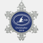 Gepersonaliseerde Skiën iSKI Oval Mountain Tin Sneeuwvlok Ornament (Voorkant)