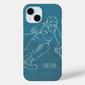 Gepersonaliseerde skiër geschetste tekening op bla Case-Mate iPhone case (Achterkant)