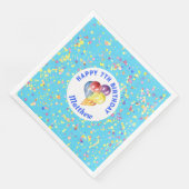 Gepersonaliseerde Sky Blue Happy Birthday Ballonne Servet (Hoek)