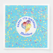 Gepersonaliseerde Sky Blue Happy Birthday Ballonne Servet (Voorkant)