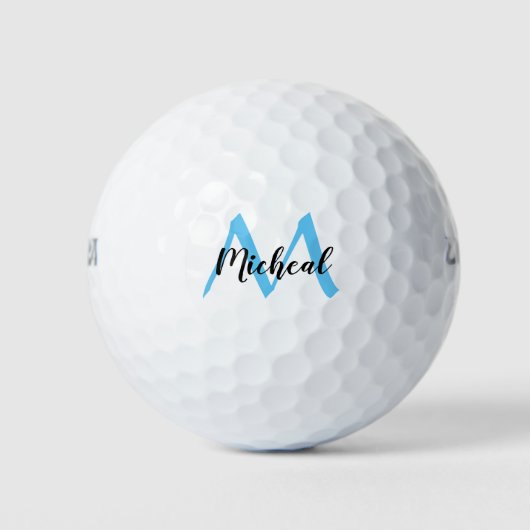 Gepersonaliseerde Sky Blue Monogram Naam toevoegen Golfballen (Voorkant)