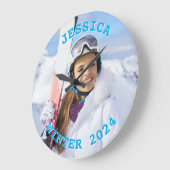 Gepersonaliseerde Sky Blue tekst Familiefoto Grote Klok (Hoek)