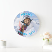 Gepersonaliseerde Sky Blue tekst Familiefoto Grote Klok (Huis)