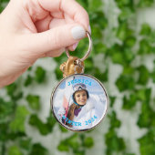 Gepersonaliseerde Sky Blue tekst Familiefoto Sleutelhanger (Hand)