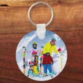 Gepersonaliseerde Sky Blue tekst Familiefoto Sleutelhanger (Achterkant)