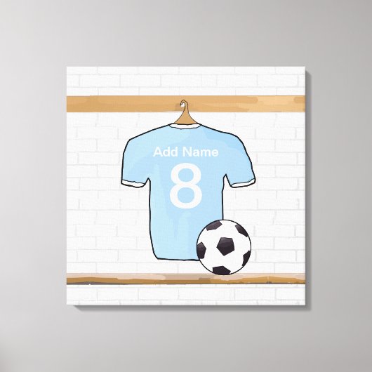 Gepersonaliseerde Sky Blue White Football Voetbal  Canvas Afdruk (Voorkant)