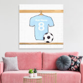 Gepersonaliseerde Sky Blue White Football Voetbal  Canvas Afdruk (Insitu (Woonkamer))