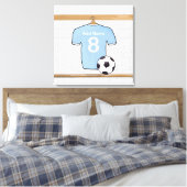 Gepersonaliseerde Sky Blue White Football Voetbal  Canvas Afdruk (Insitu (Slaapkamer))