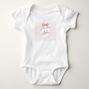 Gepersonaliseerde Skylar Baby Girl Nursery Bow & G Romper