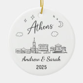 Gepersonaliseerde Skyline Athens Ornament, Grieken Keramisch Ornament (Voorkant)