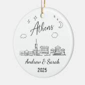 Gepersonaliseerde Skyline Athens Ornament, Grieken Keramisch Ornament (Links)