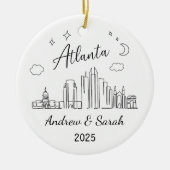 Gepersonaliseerde Skyline Atlanta Ornament, Georgi Keramisch Ornament (Voorkant)