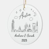 Gepersonaliseerde Skyline Austin Ornament, Texas Keramisch Ornament (Links)