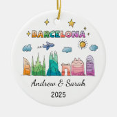 Gepersonaliseerde Skyline Barcelona Ornament, Span Keramisch Ornament (Voorkant)