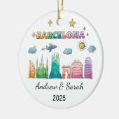 Gepersonaliseerde Skyline Barcelona Ornament, Span Keramisch Ornament (Links)