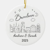 Gepersonaliseerde Skyline Barcelona Ornament, Span Keramisch Ornament (Voorkant)