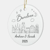 Gepersonaliseerde Skyline Barcelona Ornament, Span Keramisch Ornament (Links)