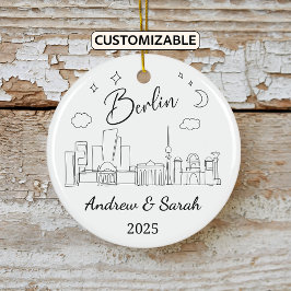 Gepersonaliseerde Skyline Berlin Ornament, Duitsla Keramisch Ornament