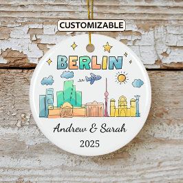 Gepersonaliseerde Skyline Berlin Ornament, Duitsla Keramisch Ornament