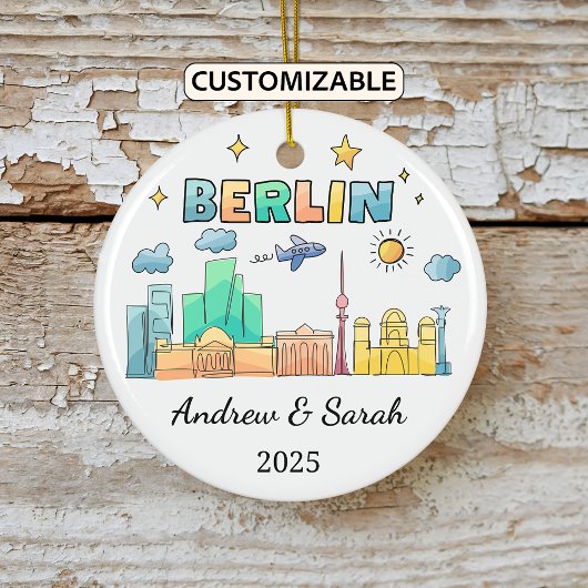 Gepersonaliseerde Skyline Berlin Ornament, Duitsla Keramisch Ornament