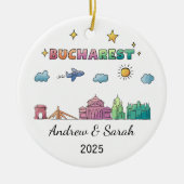 Gepersonaliseerde Skyline Boekarest Ornament, Roem Keramisch Ornament (Voorkant)