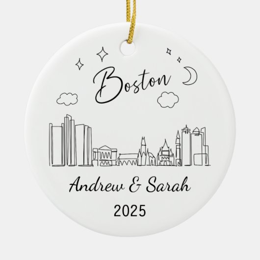 Gepersonaliseerde Skyline Boston Ornament Massachu (Voorkant)