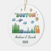 Gepersonaliseerde Skyline Boston Ornament Massachu (Links)