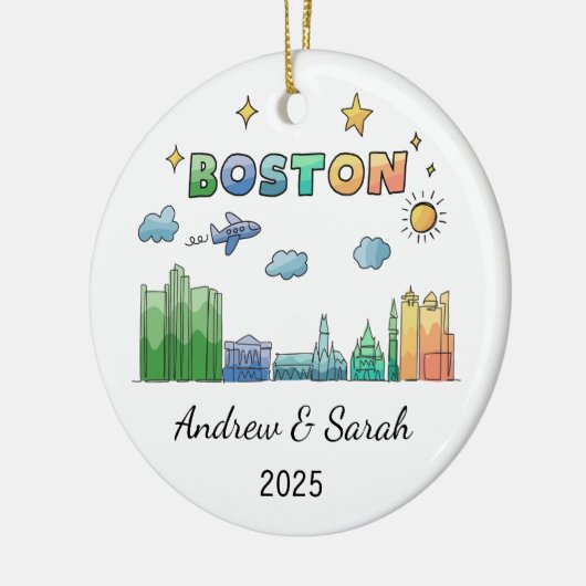 Gepersonaliseerde Skyline Boston Ornament Massachu (Links)